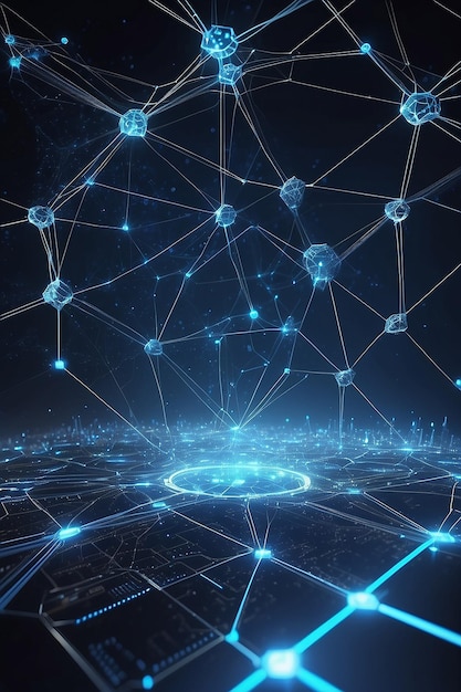 Technologique du futur Cyberspace numérique bleu et concept de connexions de réseau
