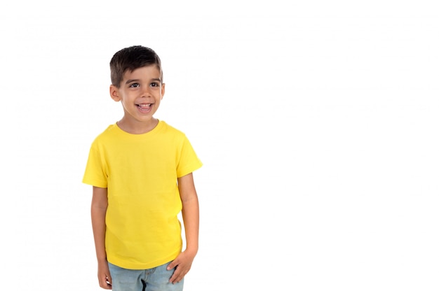 Tee-shirt heureux enfant noir avec jaune