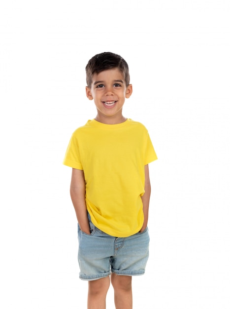 Tee-shirt heureux enfant noir avec jaune