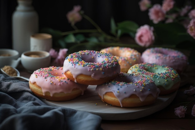Teintes douces de la délicieuse IA générative d'images Donuts