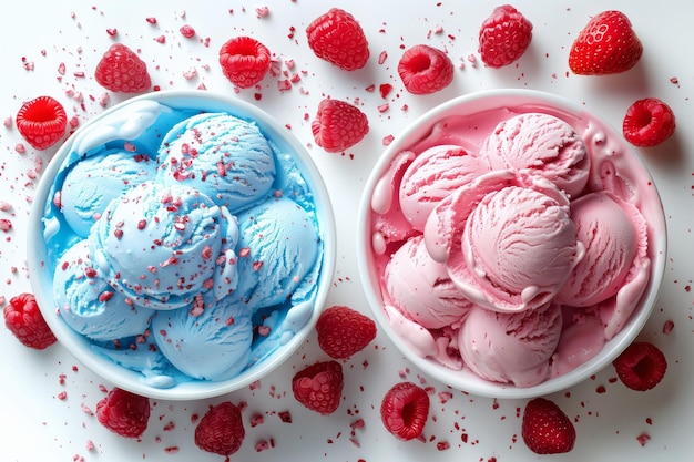 Des teintes roses et des textures crémeuses Des glaces aux fraises et aux framboises