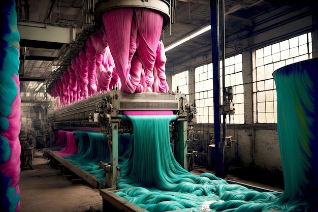 Photo teinture de tissus à l'usine de teinture textile
