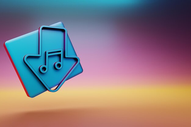 Photo télécharger les icônes de musique beautiful blue téléchargez les icône de symbole de musique sur un fond lumineux multicolore 3d