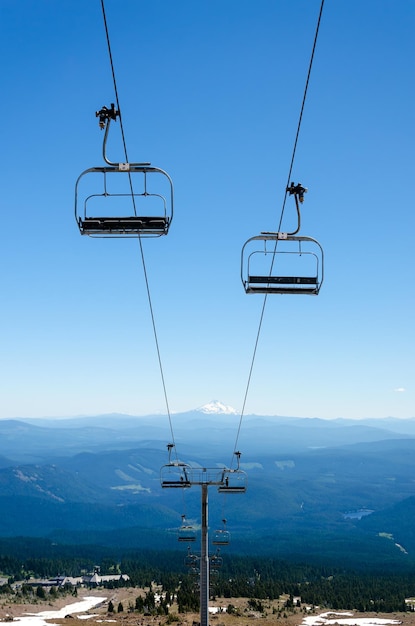 Photo le téléphérique sur le ciel bleu clair