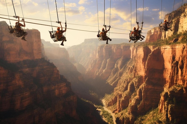 Un téléphérique est un téléphérique qui a une vue sur les canyons.