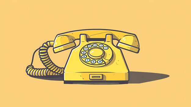 Photo un téléphone à cadran rotatif jaune des années 1960