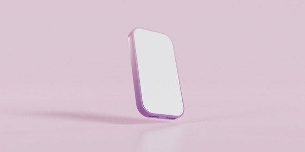 Téléphone à écran blanc et fond rose rendu 3d