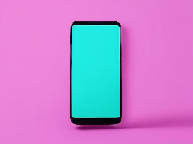 téléphone avec écran vide sur fond d'une seule couleur