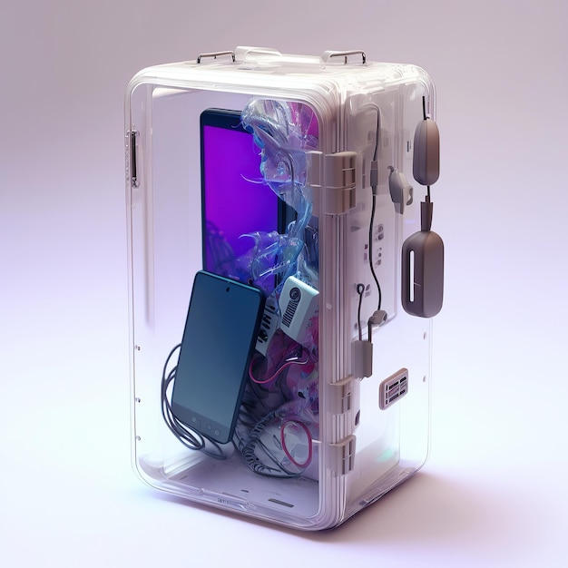 Téléphone mobile d'illustration généré par Ai dans une boîte en plastique