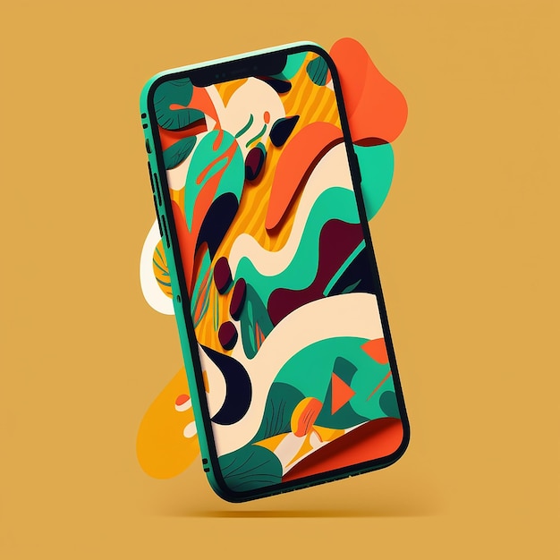 Photo un téléphone avec un motif coloré dessus