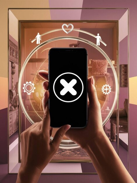 un téléphone noir avec un x sur l'écran qui dit x sur lui