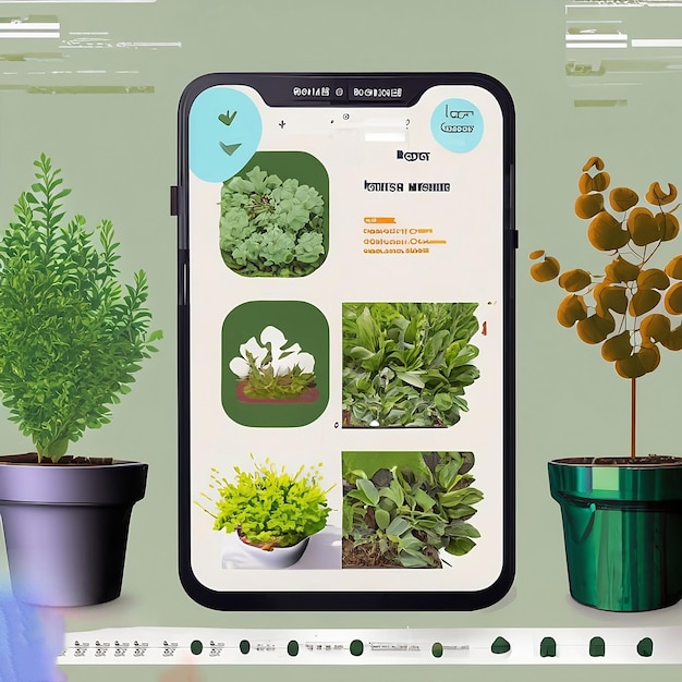 Un téléphone avec une photo d'une plante et le texte veg dessus