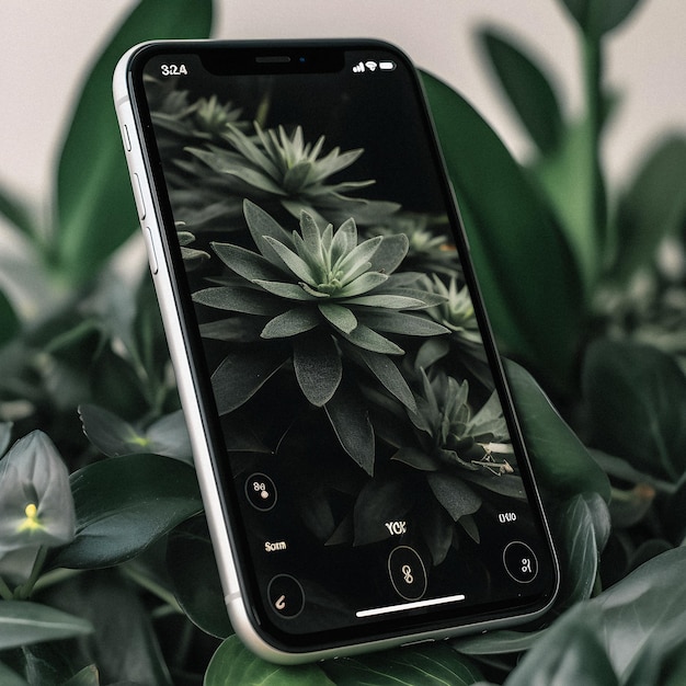 Un téléphone avec une plante dessus qui dit je t'aime