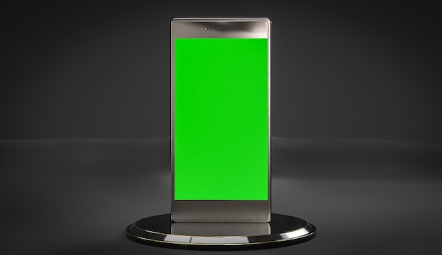 téléphone portable en couleur noire et écran vert