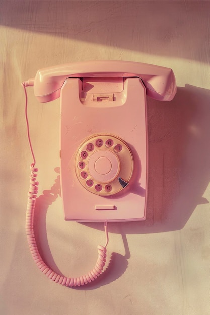 Photo un téléphone rose vintage.