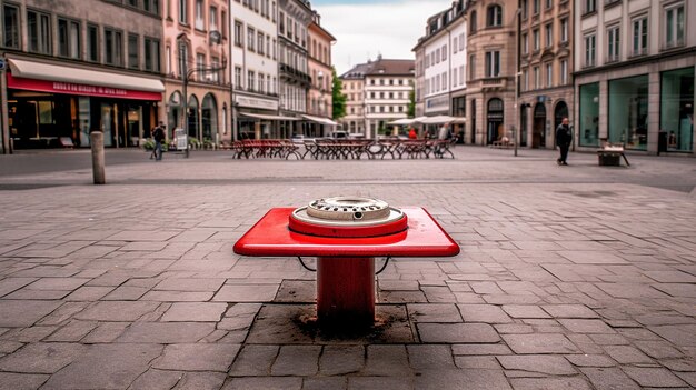 Photo téléphone rotatif rouge sur une petite table