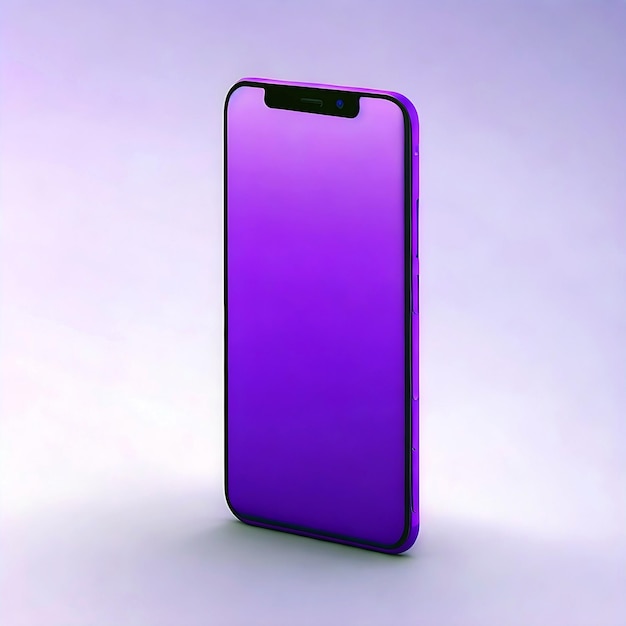 Un téléphone violet avec un affichage numérique à l'arrière.