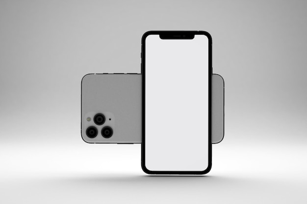 Téléphones 11 recto et verso isolés sur fond gris