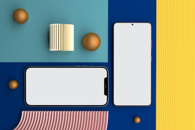 Téléphones intelligents sur le dessus