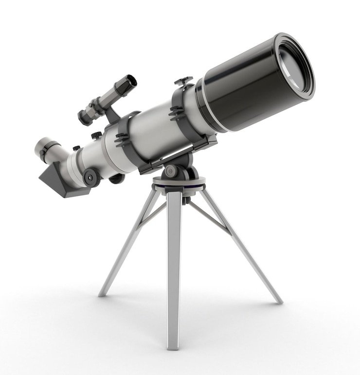 Photo télescope 3d générique isolé sur blanc
