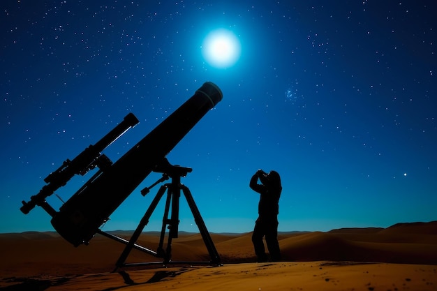 Photo télescope du désert exploration céleste nocturne