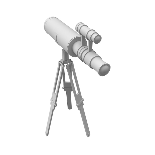 Télescope de rendu 3D sur fond blanc