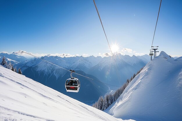 Photo l'une des télésièges d'une station de ski d'une vallée du zillertal mayrhofen en autriche