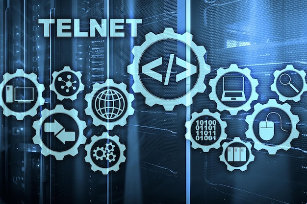 Teletype Network Protocol Telnet Client de terminal virtuel Internet et concept de réseau Telnet