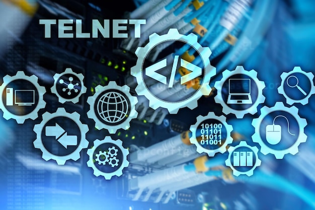 Teletype Network Protocol Telnet Client de terminal virtuel Internet et concept de réseau Telnet