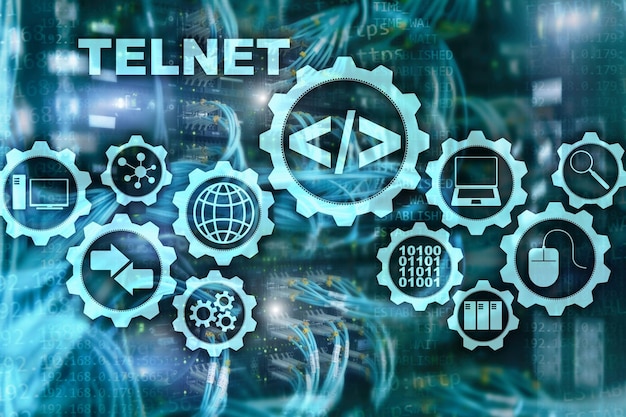 Teletype Network Protocol Telnet Client de terminal virtuel Internet et concept de réseau Telnet