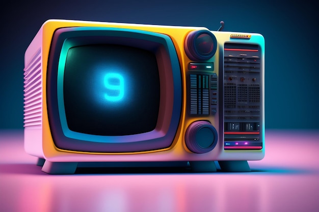 Photo une télévision colorée avec le numéro 9 dessus