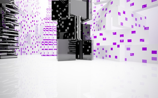 Une télévision noire avec des carrés violets en arrière-plan