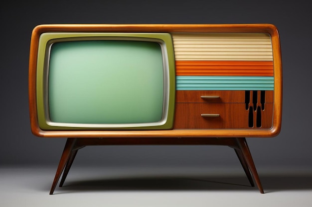 une télévision vintage avec le mot " s " dessus.