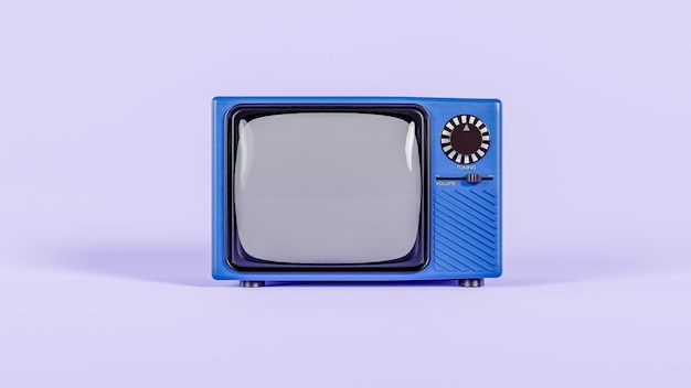 Télévision vintage rendu 3D sur fond bleu