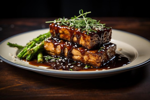 Photo tempeh au tofu et au balsam de figues