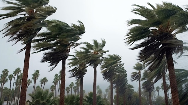 Photo tempête de pluie impact coco treestrong vent avec ciel gris avant tornadotyphonor ouragan venir