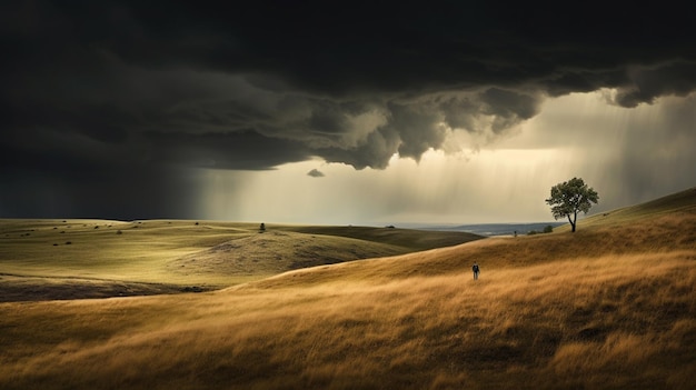 Une tempête sur les prairies des grandes plaines