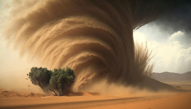 Tempête de sable dans le désert AI générative