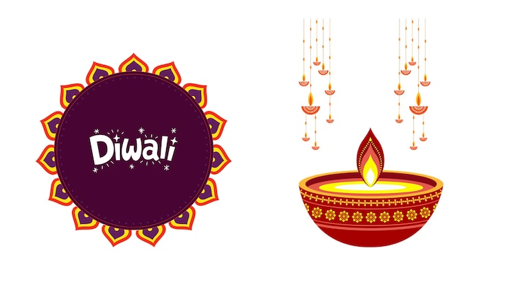 Photo template de célébration de diwali icône thème festif indien fond de grande bannière la fête des lumières