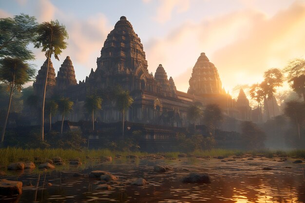 Un temple à angkor wat au cambodge