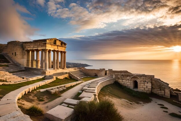 Le temple d'Apollon au coucher du soleil