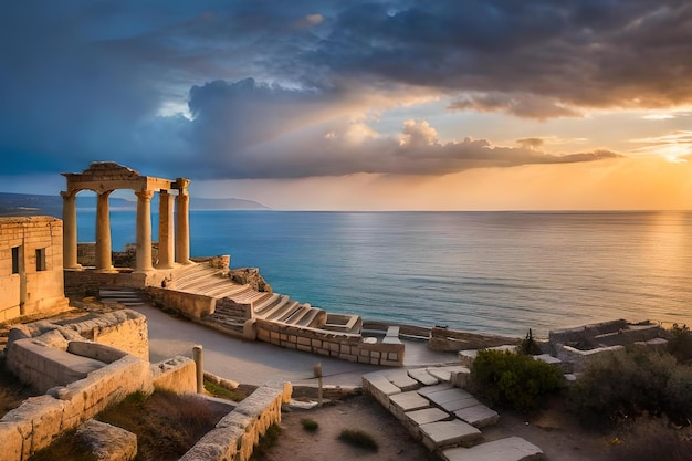 Le temple d'apollon est situé sur la côte grecque.