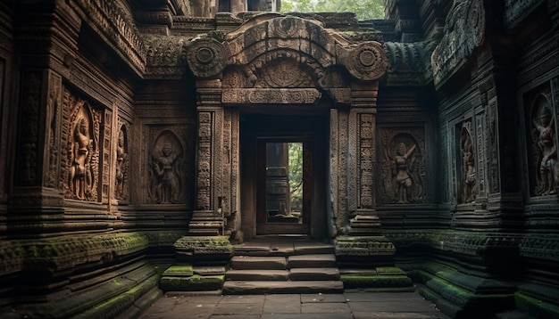 Photo un temple avec un arbre vert en arrière-plan