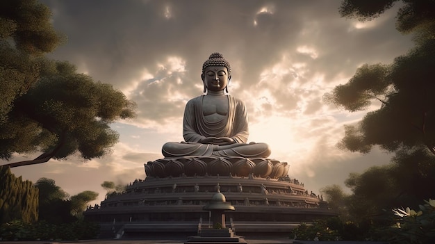 temple de bouddha au crépuscule