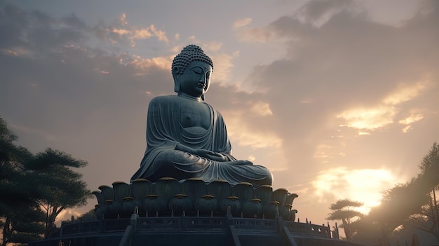 temple de bouddha au crépuscule