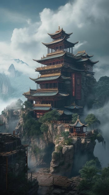 Le temple chinois sur la montagne