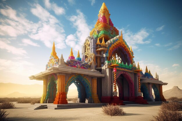 Un temple coloré dans le désert