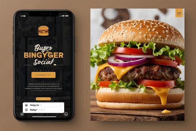 Photo temple de conception de poste sur les médias sociaux de burger