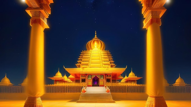 Un temple dans le ciel nocturne