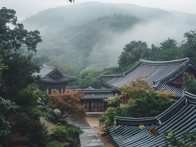 Photo un temple dans les montagnes